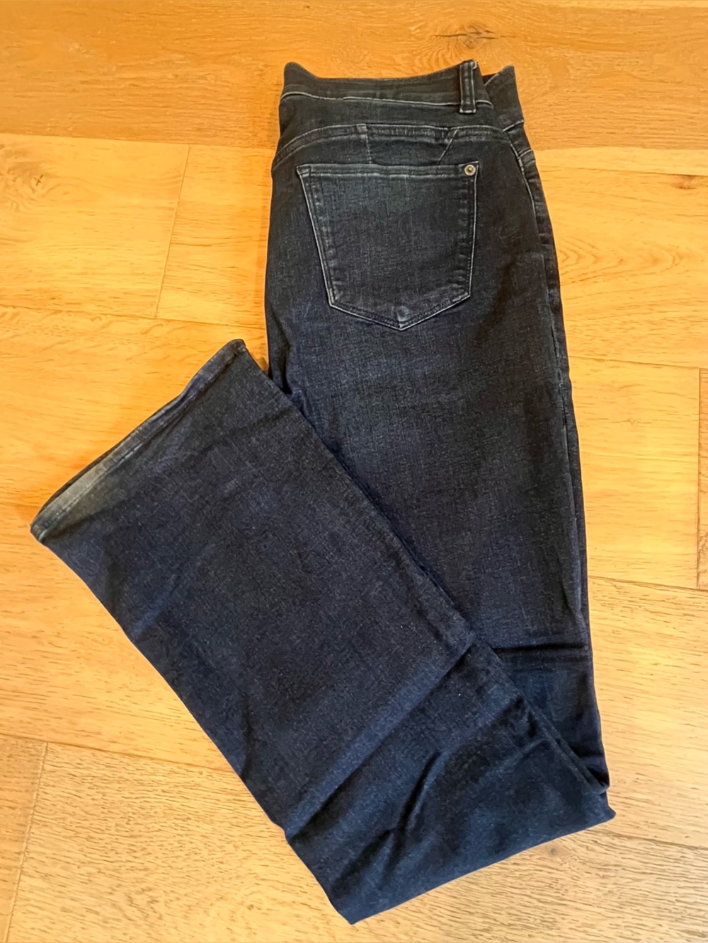 New York & Company Dark Blue Curvy Sculpting Boot Cut Jeans